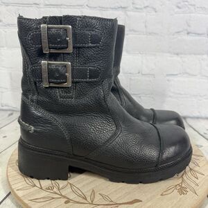 Harley Davison Ankle Boots Women Size 7.5 Black Motorcycle Bike Combat Shoes